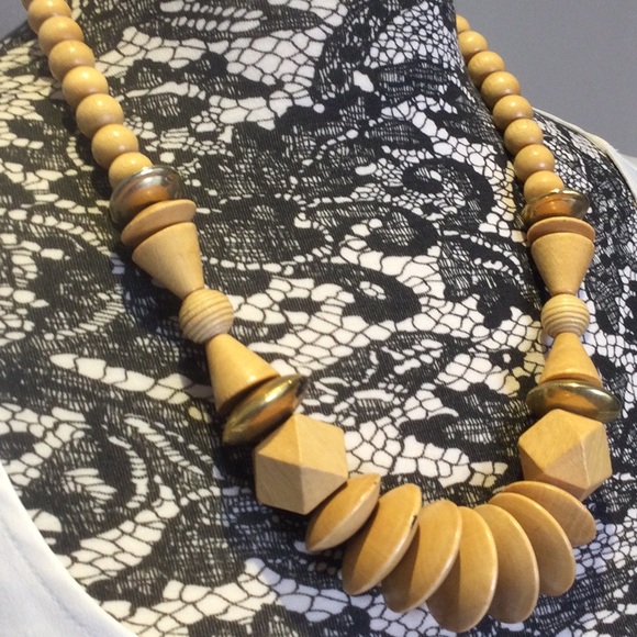 Used Light Brown Wooden Necklace - Picture 2 of 7
